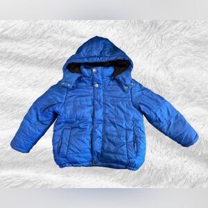 Boys Calvin Klein Jeans hooded puffer winter jacket, size M (4), royal blue